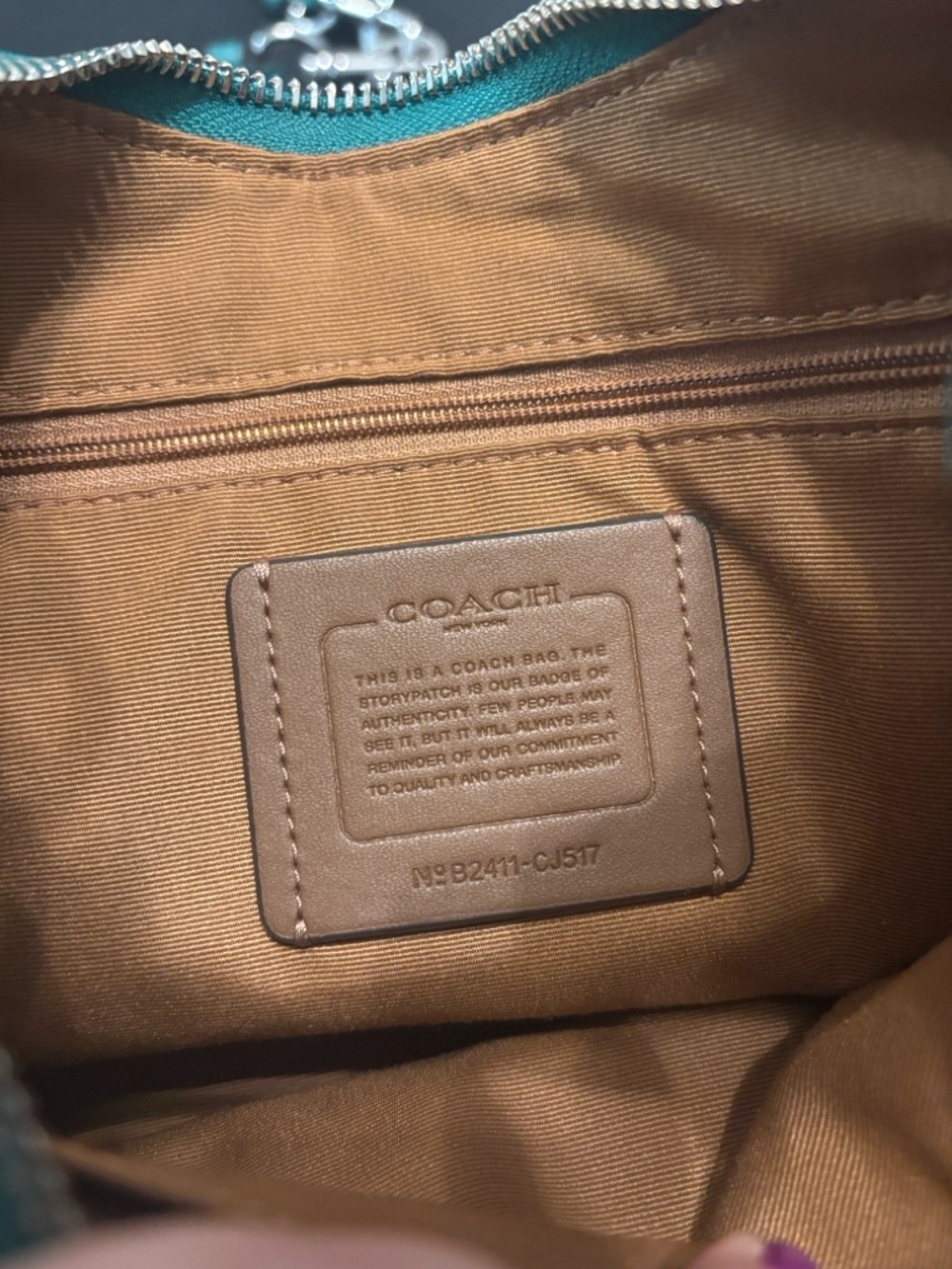 Coach Teal Leather Teri Hobo (Large) Shoulder Bag with Crossbody Strap - Picture 9 of 11